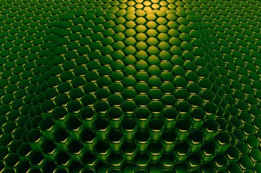 Yeşil altıgen arka plan. 3d illüstrasyon, 3d canlandırma.