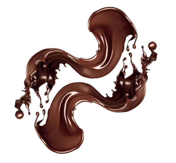 A splash of dark chocolate. 3d illustration, 3d rendering. — 스톡 사진