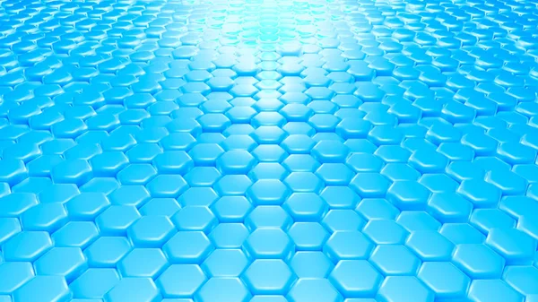 Blå hexagon bakgrund. 3D-illustration, 3D-återgivning. — Stockfoto