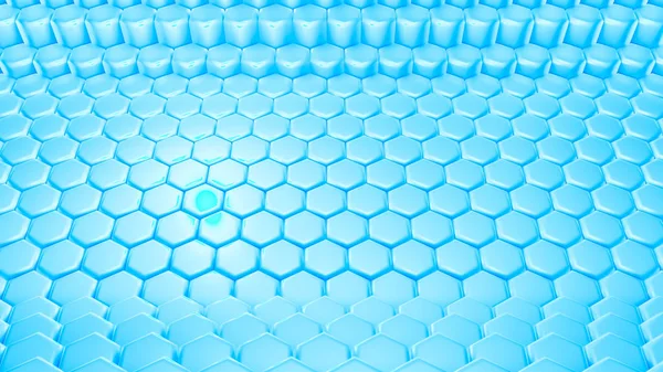 Blue hexagon background. 3d illustration, 3d rendering. — ストック写真