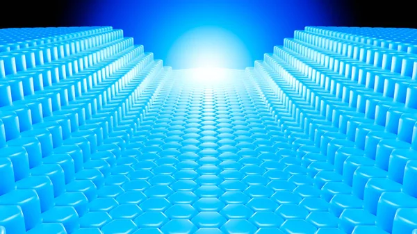 Mavi altıgen arka plan. 3d illüstrasyon, 3d canlandırma.