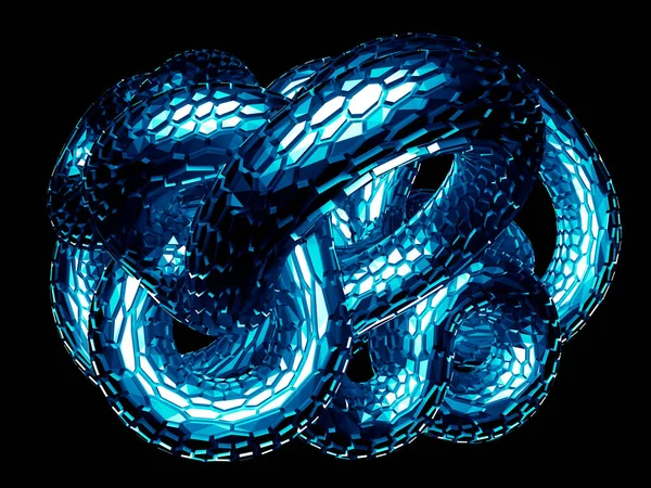 Svart bakgrund av en orm. 3D-illustration, 3D-återgivning. — Stockfoto