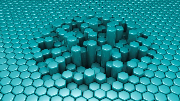 Turkuaz altıgen arka plan. 3d illüstrasyon, 3d canlandırma.