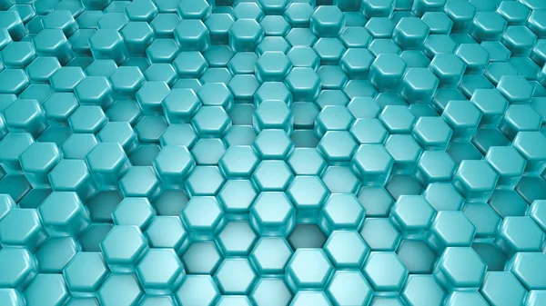 Turkos hexagon bakgrund. 3D-illustration, 3D-återgivning. — Stockfoto