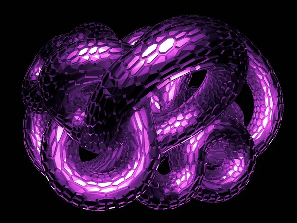 Sfondo nero di un serpente. Illustrazione 3d, rendering 3d . — Foto Stock