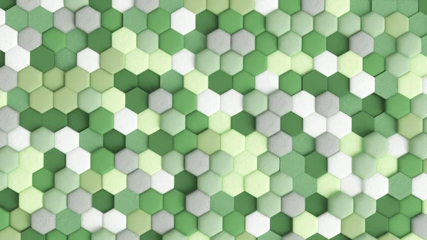 Fundo abstrato verde com hexágonos. Ilustração 3d, renderização 3d . — Fotografia de Stock