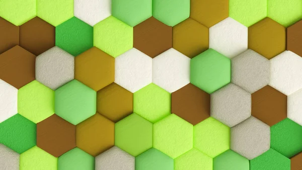 Grön abstrakt bakgrund med hexagoner. 3D-illustration, 3D-återgivning. — Stockfoto