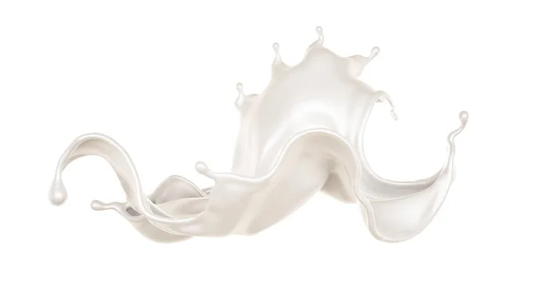 Un chorrito de leche. Ilustración 3d, representación 3d . —  Fotos de Stock