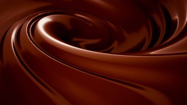 Damla, çikolata akıntısı. 3d illüstrasyon, 3d canlandırma.