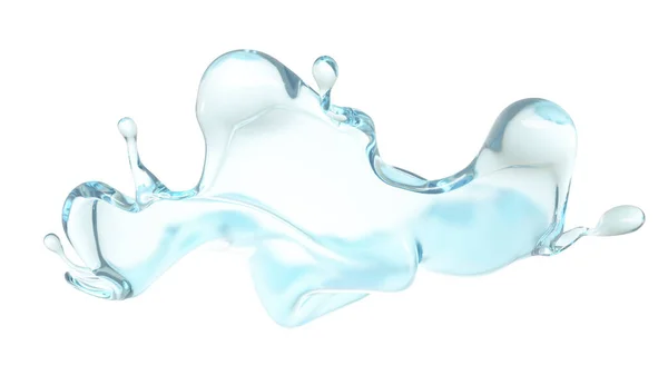 Niebieski plusk wody. Ilustracja 3D, renderowanie 3D. — Zdjęcie stockowe