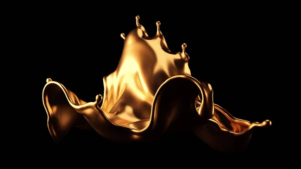 Luxury beautiful gold splash. 3d illustration, 3d rendering. — ストック写真