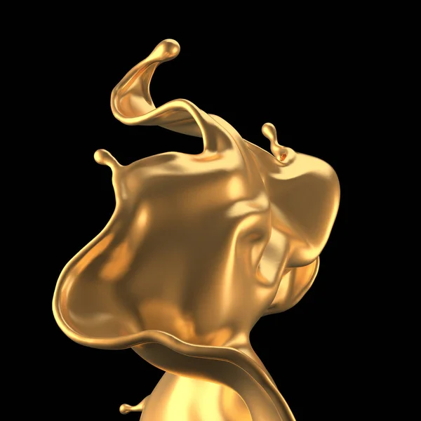 Luxo lindo splash de ouro. Ilustração 3d, renderização 3d . — Fotografia de Stock