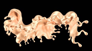 Altın sıçradı. 3d illüstrasyon, 3d canlandırma.