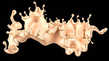 Altın sıçradı. 3d illüstrasyon, 3d canlandırma.