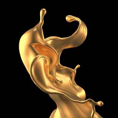 Şatafatlı, güzel altın kaplama. 3d illüstrasyon, 3d canlandırma.