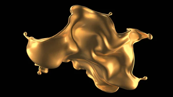 Luxury beautiful gold splash. 3d illustration, 3d rendering. — Stock Photo, Image