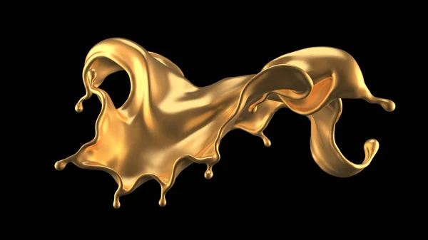 Luxury beautiful gold splash. 3d illustration, 3d rendering. — ストック写真