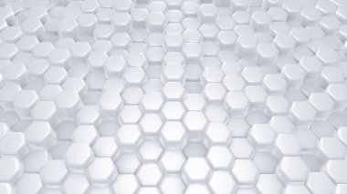 Beyaz altıgen arka plan. 3d illüstrasyon, 3d canlandırma.