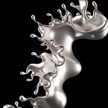 Su gümüşü. 3d illüstrasyon, 3d canlandırma.