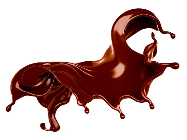 一片乌黑的巧克力. 3D说明，3D渲染. — 图库照片