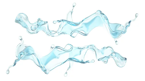Un chorrito de agua azul. Ilustración 3d, representación 3d . — Foto de Stock