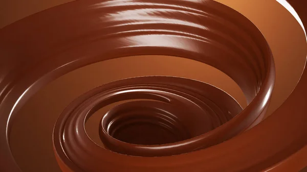 Splash, un flusso di cioccolato. Illustrazione 3d, rendering 3d . — Foto Stock