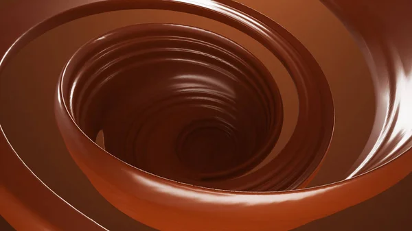 Splash, uma corrente de chocolate. Ilustração 3d, renderização 3d . — Fotografia de Stock