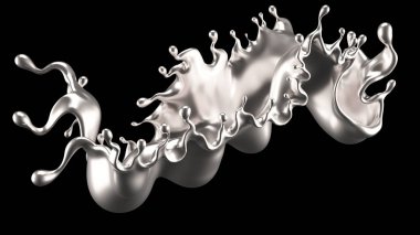 Su gümüşü. 3d illüstrasyon, 3d canlandırma.