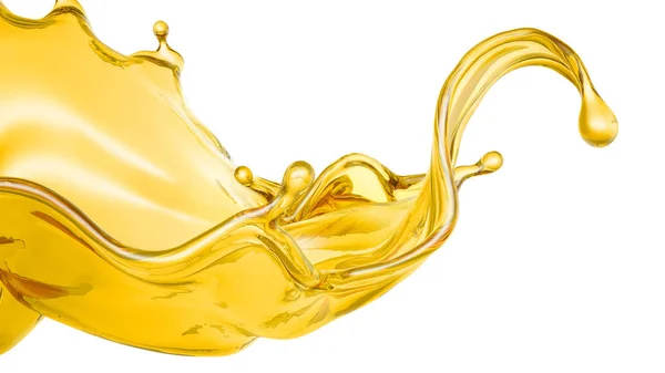 A beautiful yellow splash of oil. 3d illustration, 3d rendering. — 스톡 사진