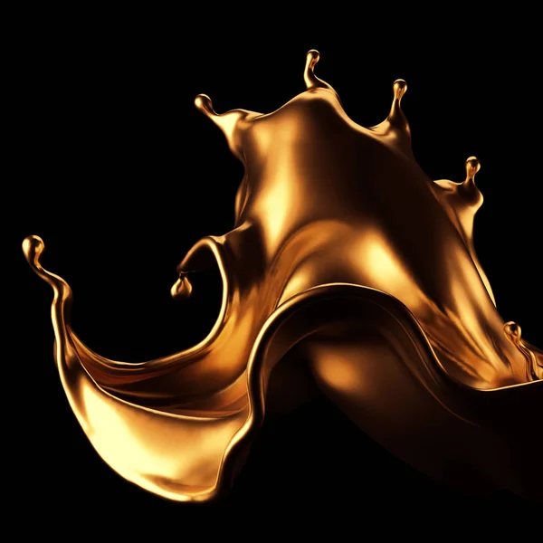 Lujo hermoso salpicadura de oro. Ilustración 3d, representación 3d . —  Fotos de Stock