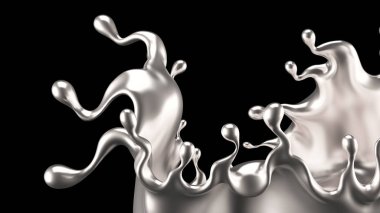 Su gümüşü. 3d illüstrasyon, 3d canlandırma.