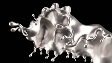 Su gümüşü. 3d illüstrasyon, 3d canlandırma.