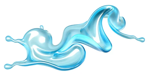 Gyönyörű kék víz fröccsenés. 3D illusztráció, 3D-s renderelés. — Stock Fotó