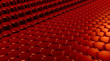 Kırmızı altıgen arka plan. 3d illüstrasyon, 3d canlandırma.