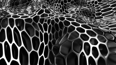 Gümüş metalik siyah arka plan. 3d illüstrasyon, 3d canlandırma.