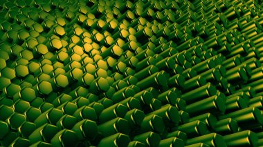 Yeşil altıgen arka plan. 3d illüstrasyon, 3d canlandırma.