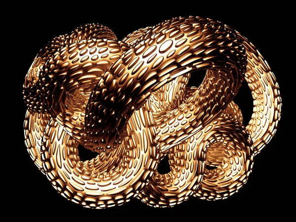 Black background golden snake. 3d illustration, 3d rendering. — ストック写真
