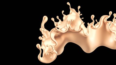 Altın sıçradı. 3d illüstrasyon, 3d canlandırma.