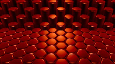 Kırmızı altıgen arka plan. 3d illüstrasyon, 3d canlandırma.