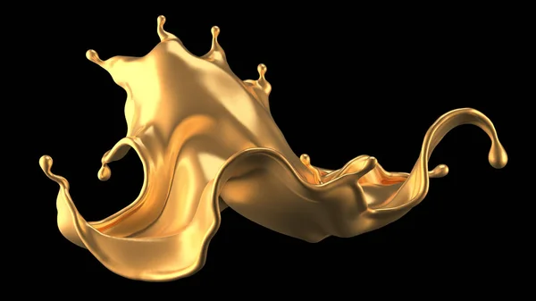 Luxury beautiful gold splash. 3d illustration, 3d rendering. — ストック写真