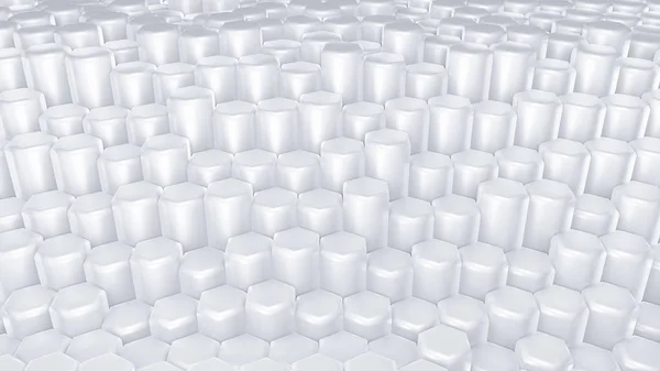 白い六角形の背景。3Dイラスト, 3Dレンダリング. — ストック写真
