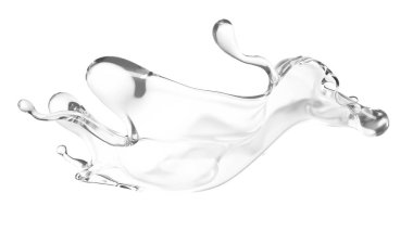 Temiz bir su damlası. 3d illüstrasyon, 3d canlandırma.