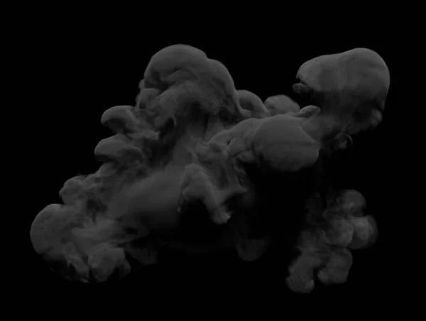 Karanlık arka planda siyah duman. 3d illüstrasyon, 3d canlandırma. — Stok fotoğraf