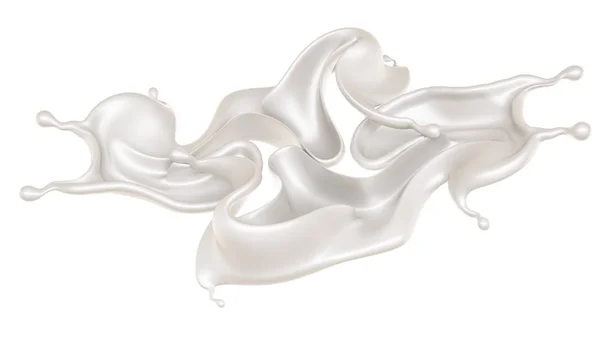 Šplouchnutí mléka. 3D ilustrace, 3D vykreslování. — Stock fotografie