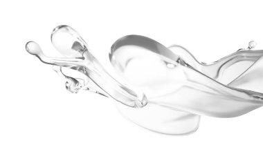 Temiz bir su damlası. 3d illüstrasyon, 3d canlandırma.