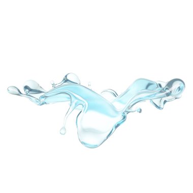 Mavi bir damla su. 3d illüstrasyon, 3d canlandırma.