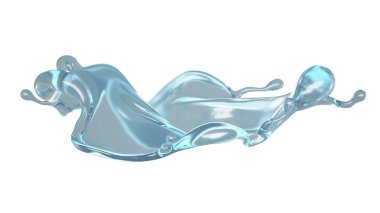 Mavi bir damla su. 3d illüstrasyon, 3d canlandırma.