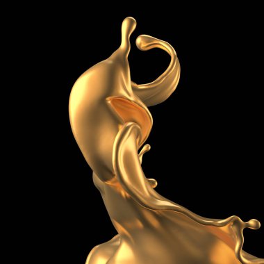 Şatafatlı, güzel altın kaplama. 3d illüstrasyon, 3d canlandırma.