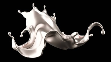 Şatafatlı bir gümüş sıçraması. 3d illüstrasyon, 3d canlandırma.