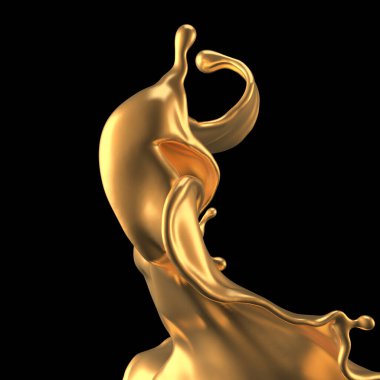 Şatafatlı, güzel altın kaplama. 3d illüstrasyon, 3d canlandırma.